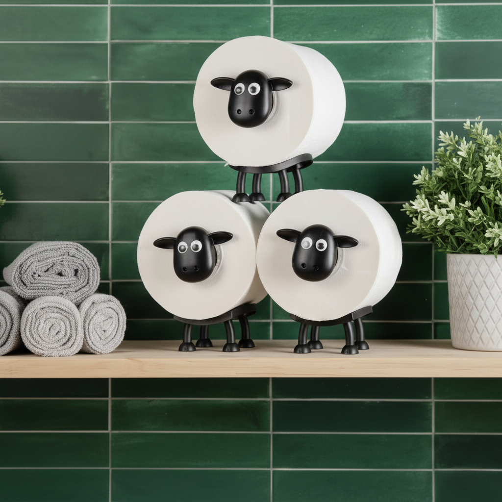 Rangement papier toilette original en forme de mouton noir