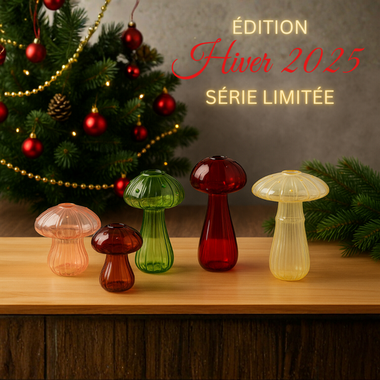 Mycélium® - Coffret de 5 vases champignons en verre soufflé