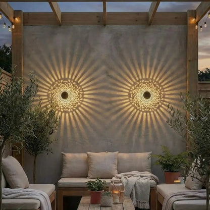 Fleur de Lumière lampe solaire décorative mur extérieur lumière dorée | Jardin de Mamie