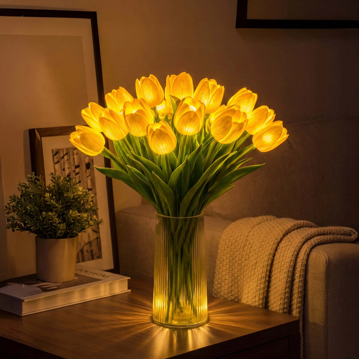 Bouquet de Lumière tulipes lumineuses LED lumière dorée salon | Jardin de Mamie
