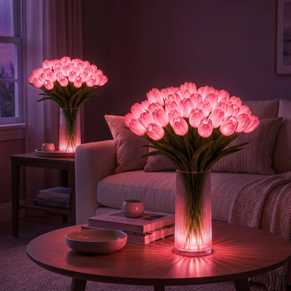 Bouquet de Lumière rose, deux bouquets lumineux dans le salon | Jardin de Mamie