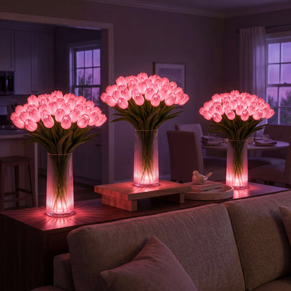Bouquet de Lumière, trois bouquets de tulipes roses lumineuses | Jardin de Mamie