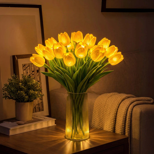 Bouquet de Lumière tulipes lumineuses LED lumière dorée salon | Jardin de Mamie