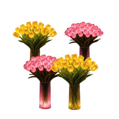 Bouquet de Lumière, gerbe de 4 bouquets jaunes et roses